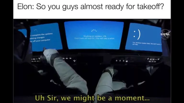 SpaceX Crew Dragon Windows Update Meme