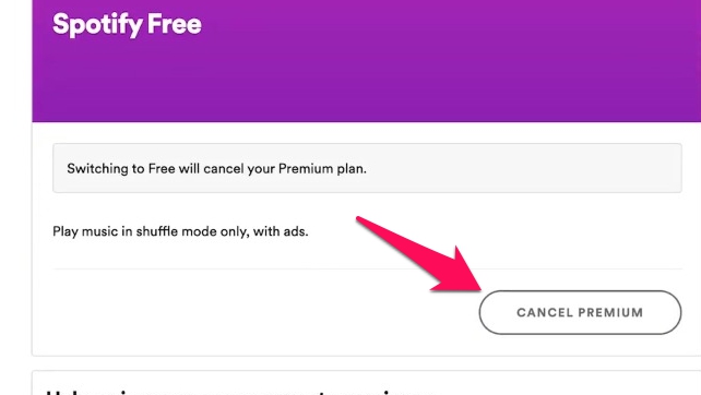 cancel spotify premium on app