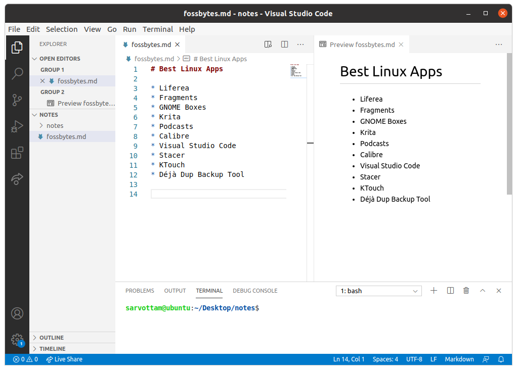 Visual Studio Code — Best Linux apps