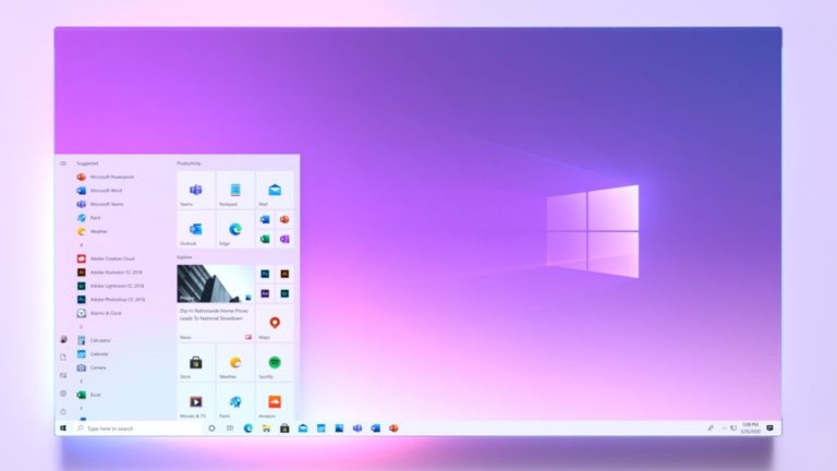Windows 10 Start Menu Live Tiles Fluent Design