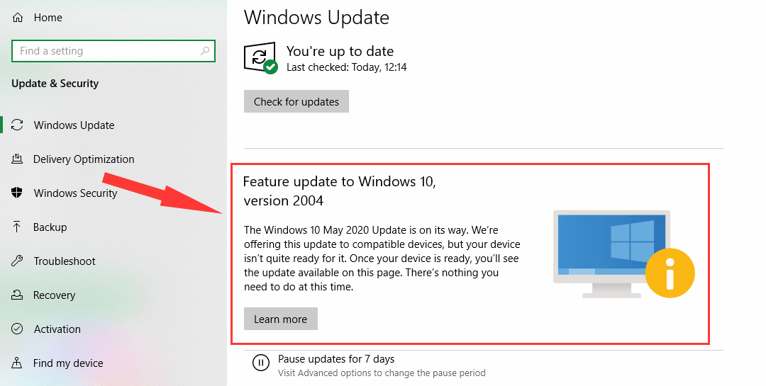 Windows 10 Update notification