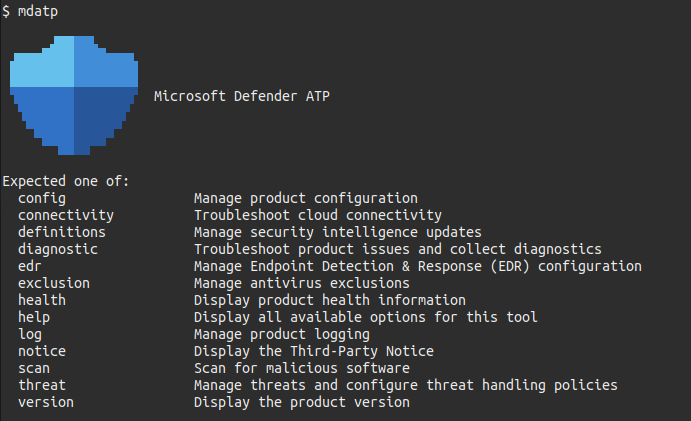 Microsoft Defender ATP Command Line Ubuntu