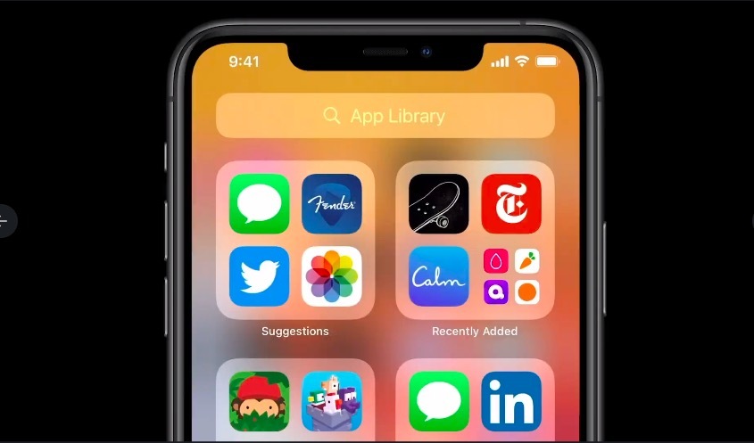 iOS 14 app library