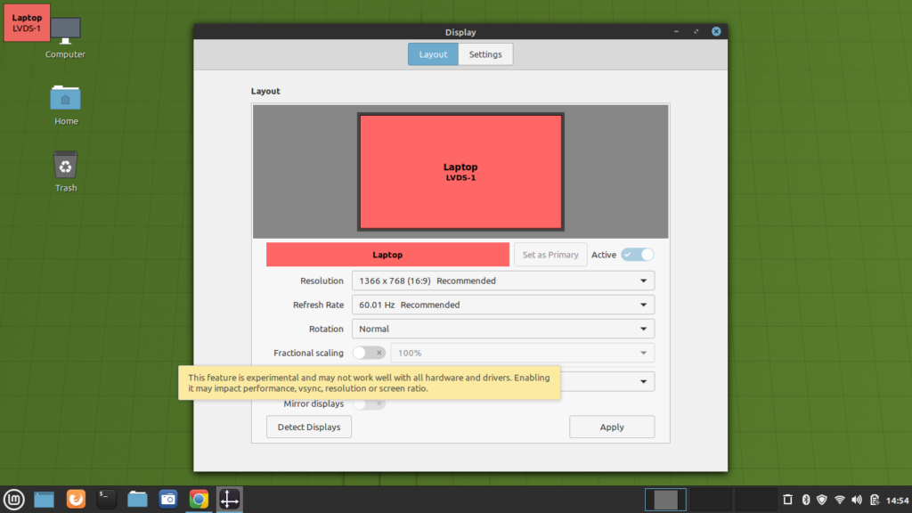 linux mint change resolution