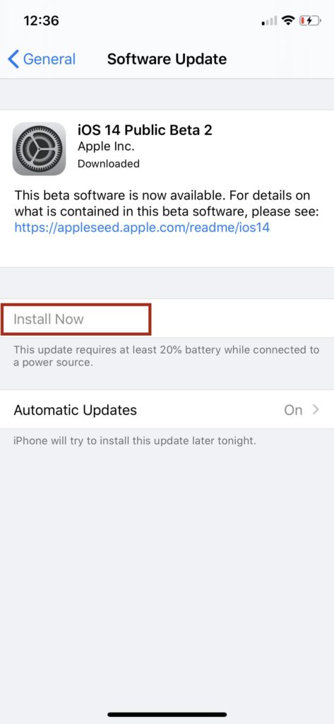 Install iOS 14 public beta 1