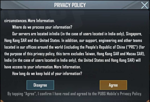 PUBG Mobile updated privacy policy