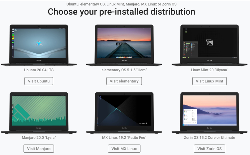 Pre-installed Linux distribution option for Star Labs Laptop