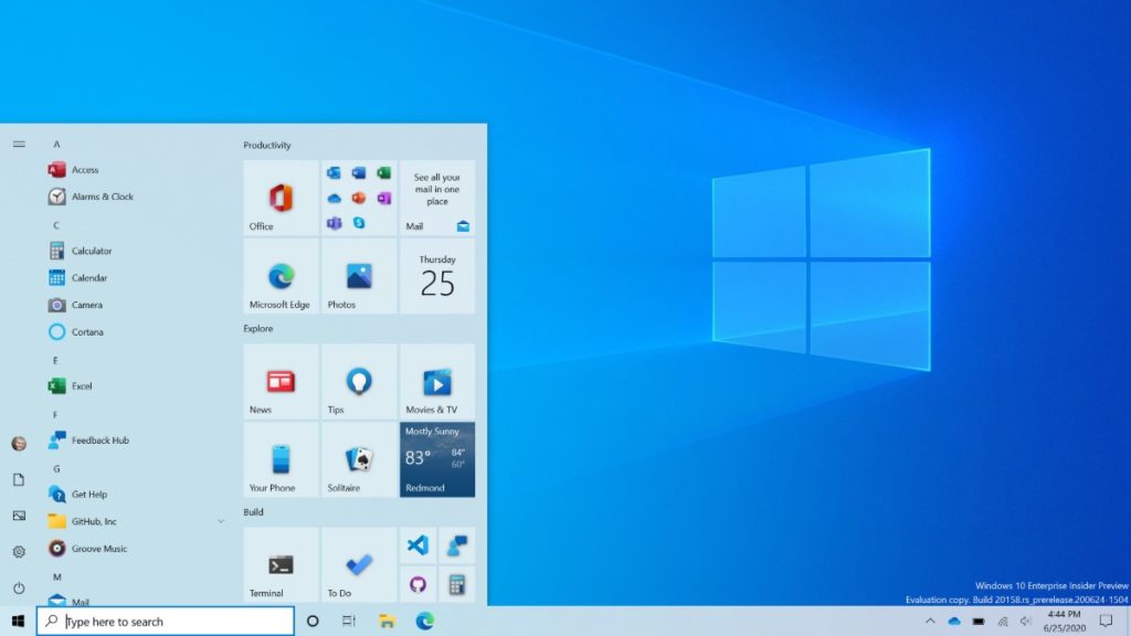 Redesigned Start Menu Windows 10