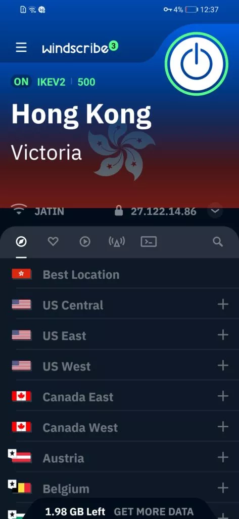 Windscribe best free VPN for Android