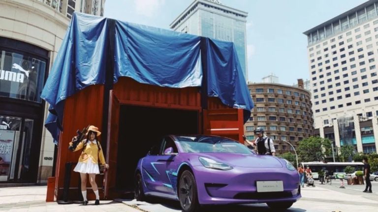 purple Tesla Model 3