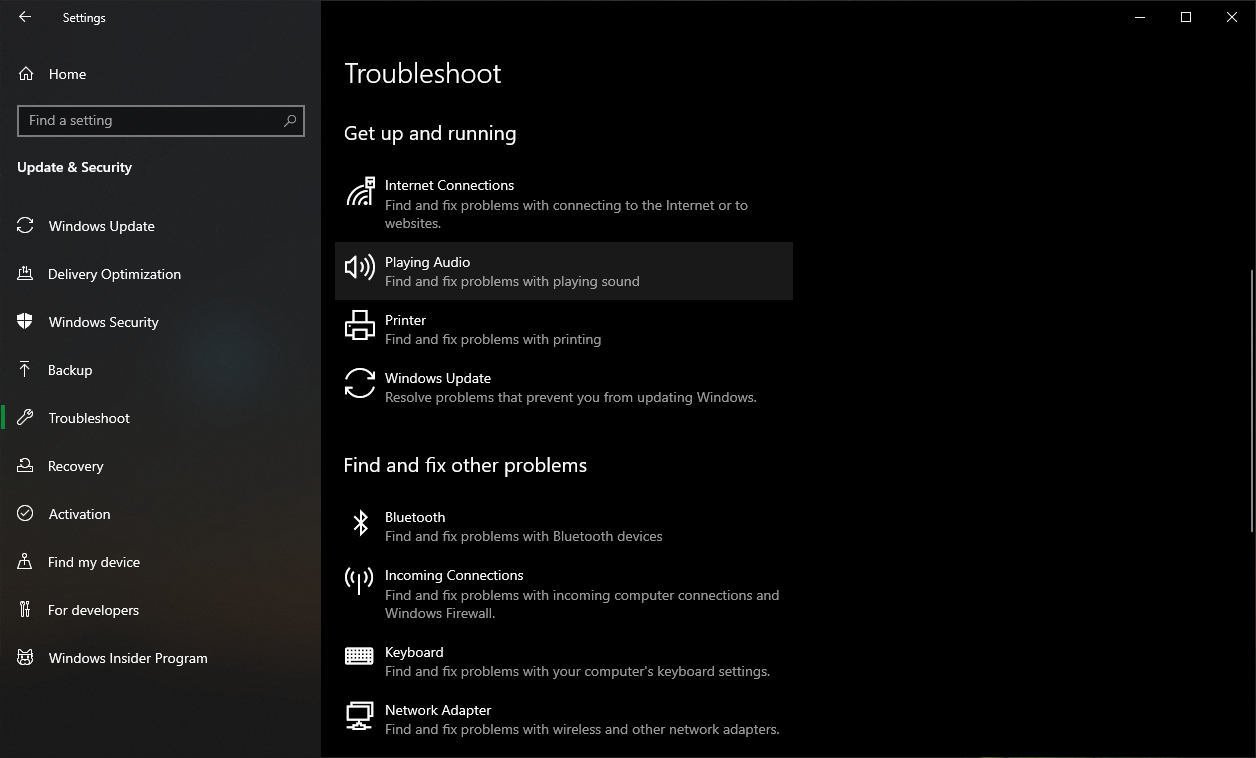 Audio Troubleshooter in Windows 10 fix issues