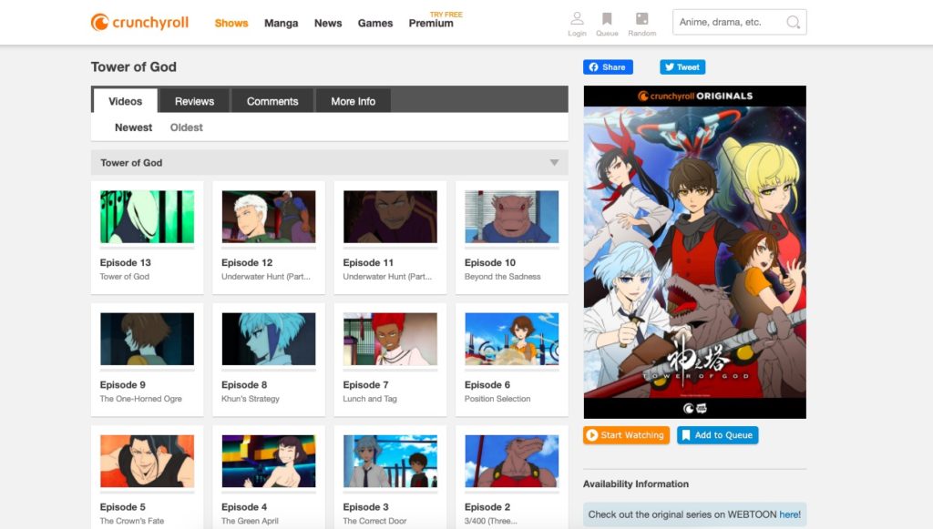CrunchyRoll-website to watch free anime in india