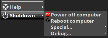 Shutdown menu