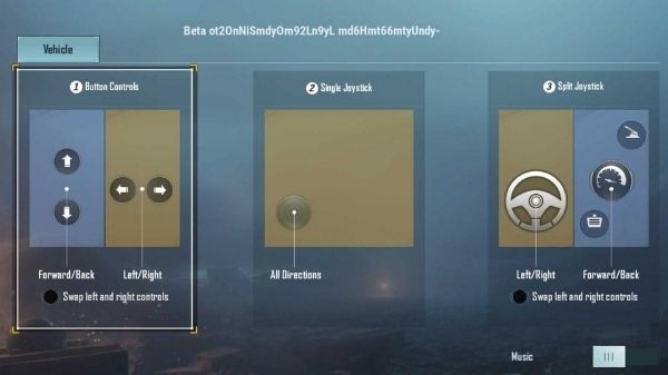 Vehicle Control customization in PUBG Mobile