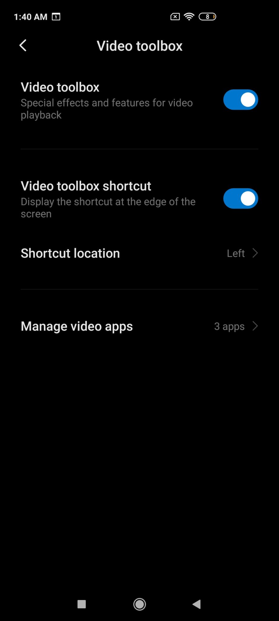 Video Toolbox MIUI settings