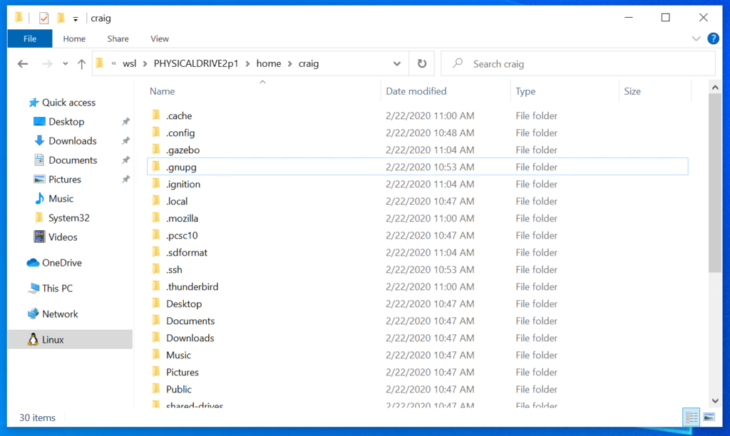 Access Linux filesystem in Windows 10