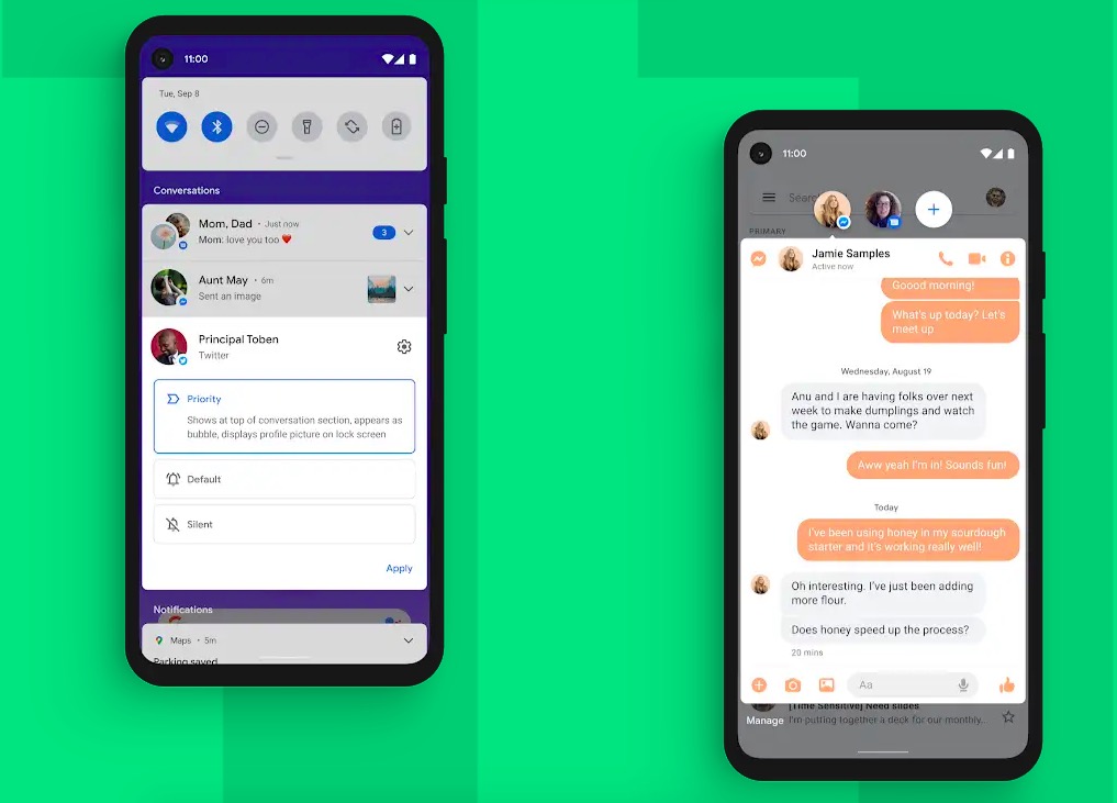 android messages notification categories