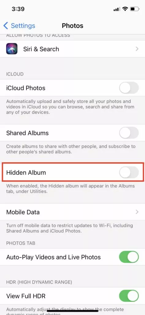 Hide Hidden Album iOS 14