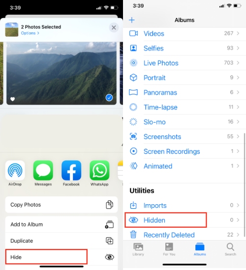 Hide photos iOS 14