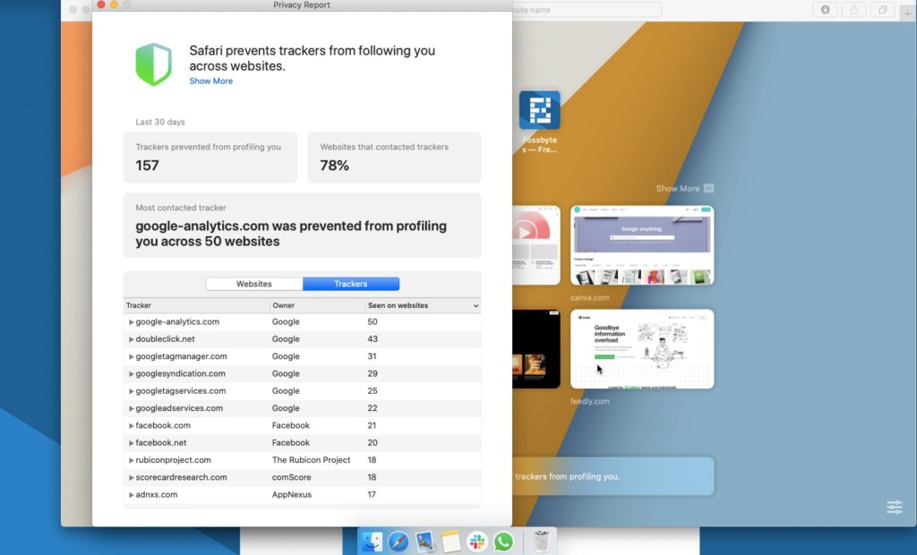 Safari for Mac also got a new Privacy report feature