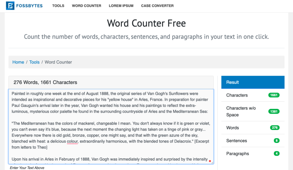 online essay word counter