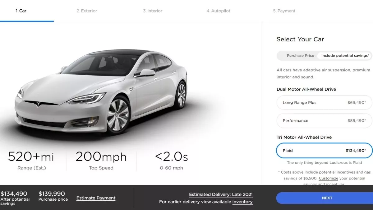 Tesla Model S Plaid lucid air