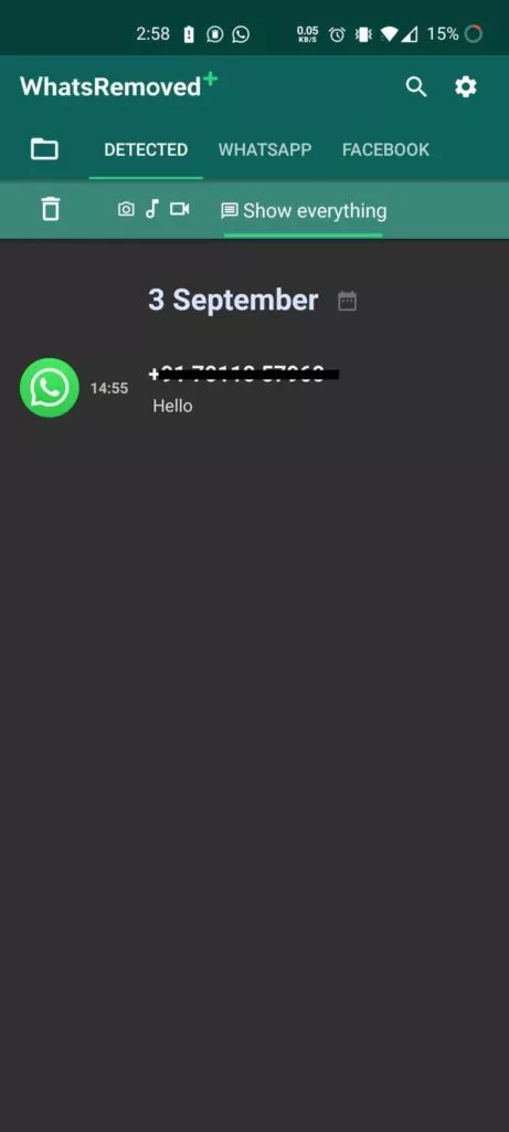 WhatsApp read deleted message