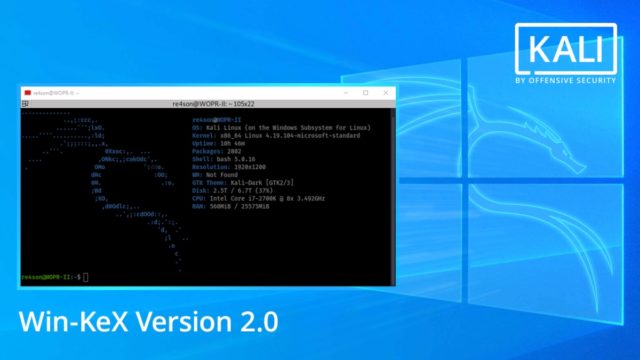 Lanzamiento de Win-KeX versión 2.0 para Kali Linux que se ejecuta en WSL 2