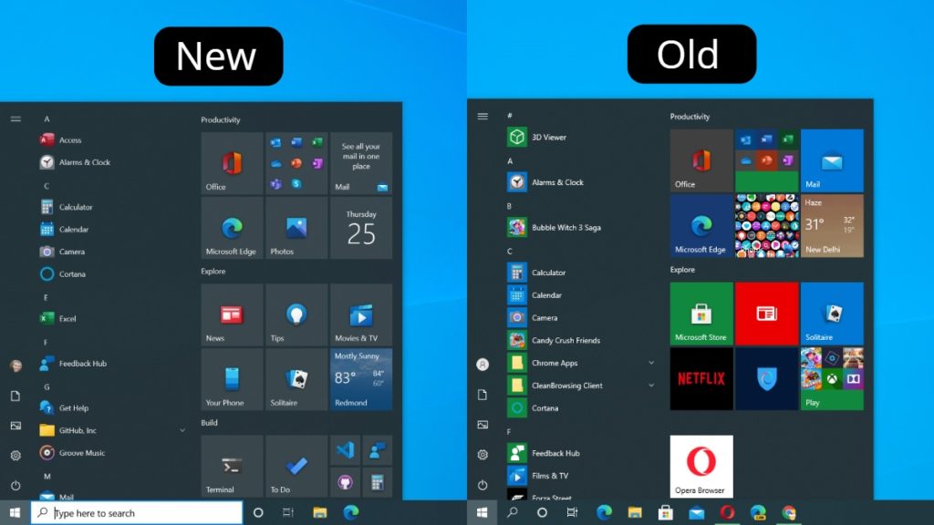 1. Windows 10 2009 Features New Start Menu