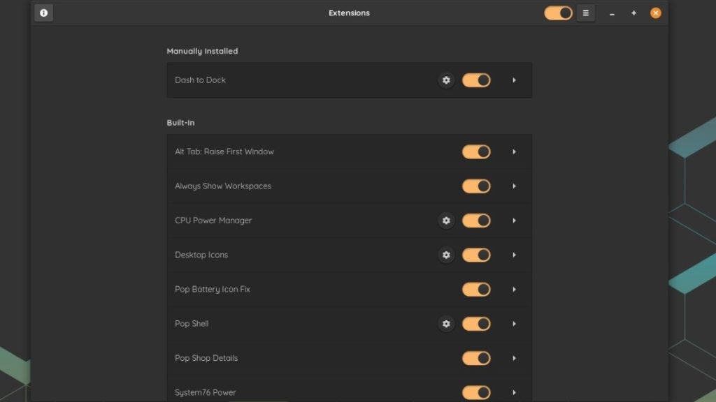 Pop!_OS Extensions App