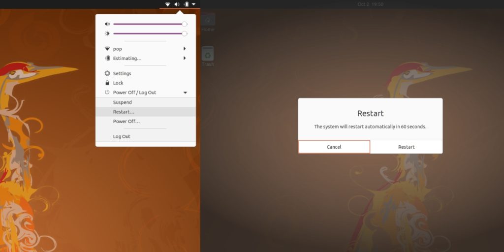 GNOME 3.38 Restart option