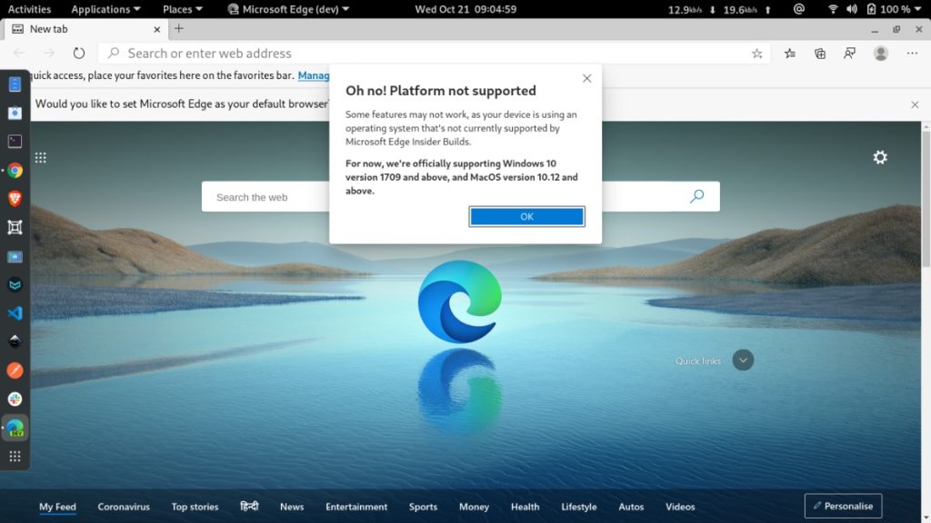 microsoft edge linux now