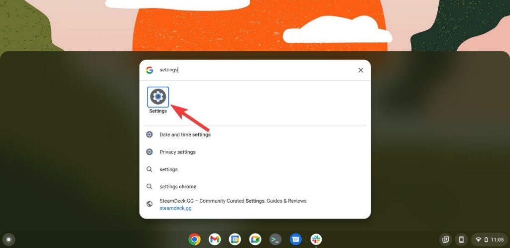 Open settings on Chromebook