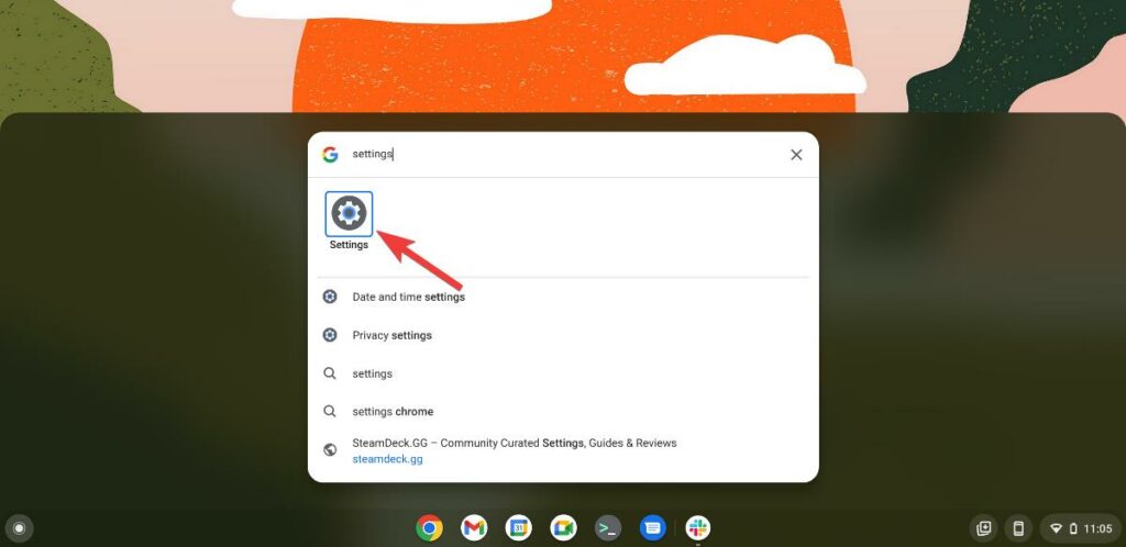 Открыть настройки Chromebook