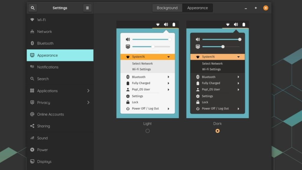 Pop!_OS themes section