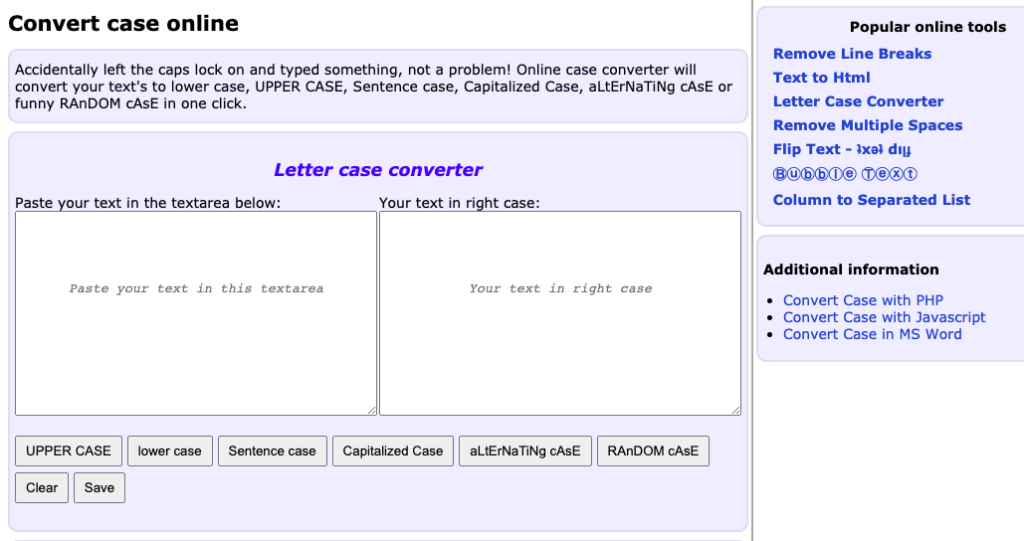 Caps lock clearance converter