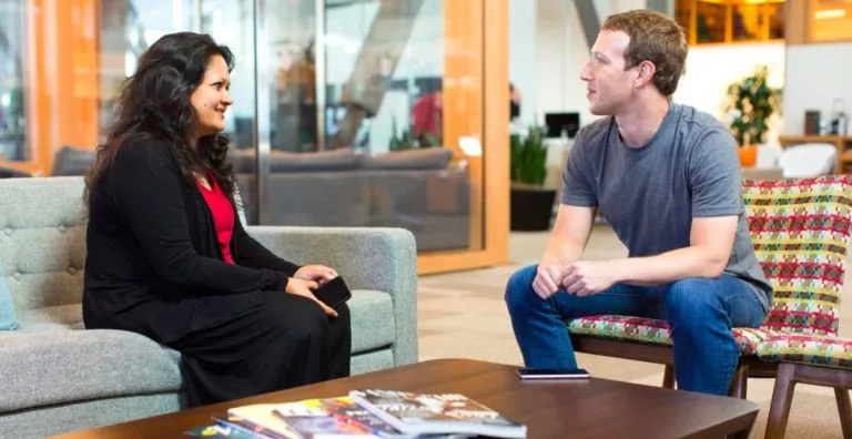 Ankhi Das With Facebook CEO Mark Zuckerberg. Image from Ankhi Das' Facebook profile
