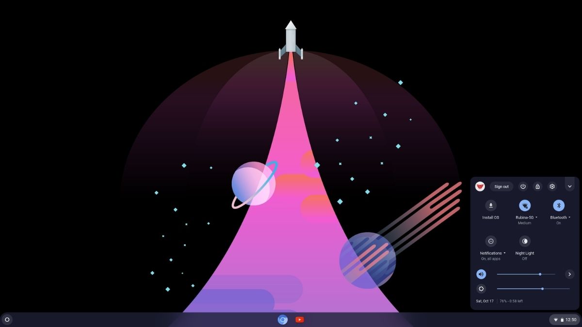 ChromeOS notification panel