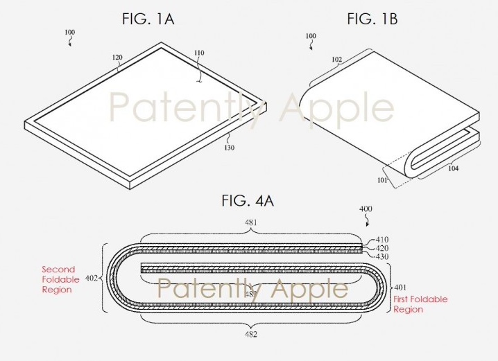 Apple folding phone patent. Image by Patently Apple