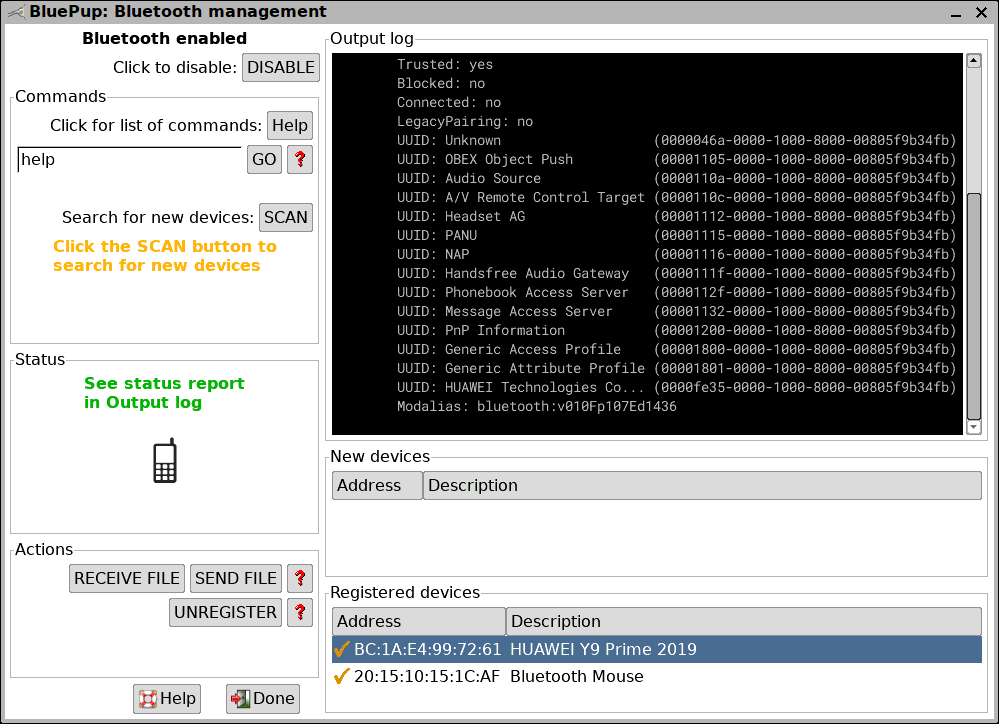 BluePup Bluetooth manager in EasyOS 2.5