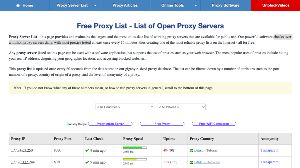 proxy website free