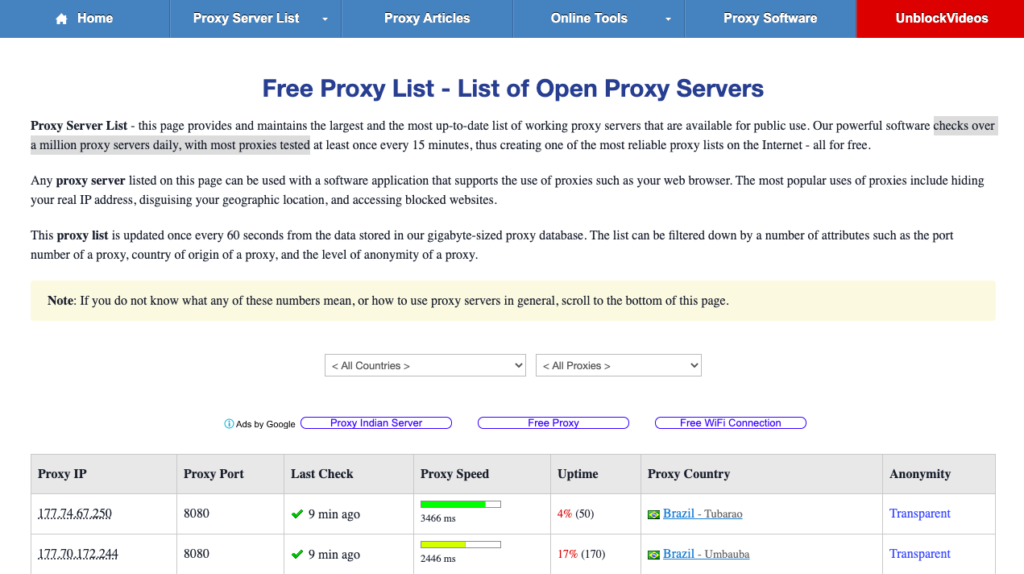 google new daily proxy list