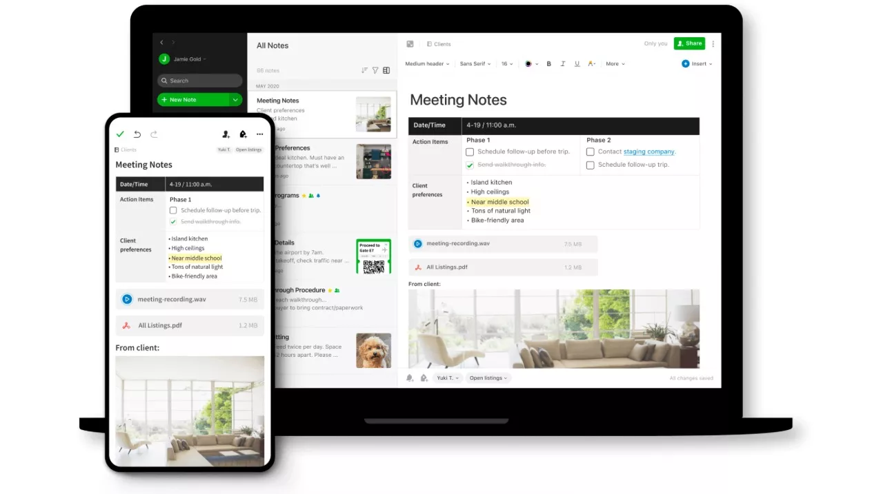 Evernote is a cross-platform note taking app for Android and macOS