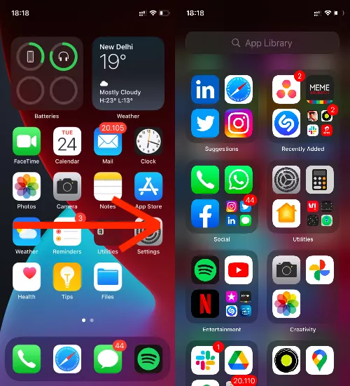 Where is the App library on iOS 14?