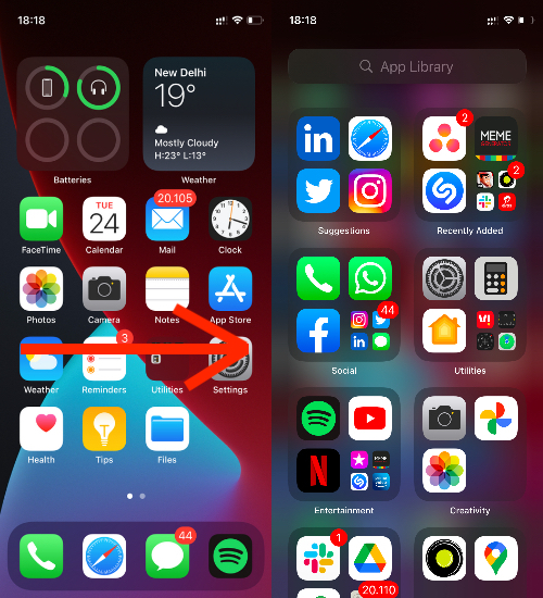 Where is the App library on iOS 14?