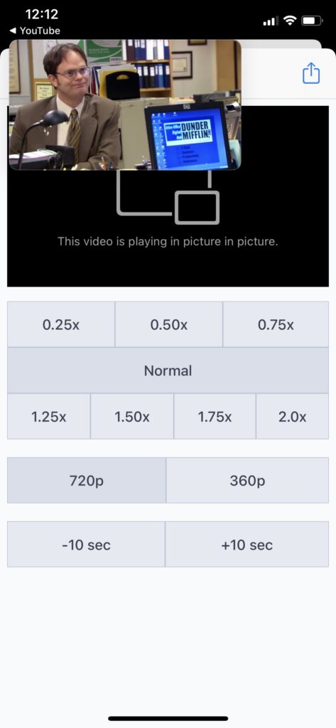 iOS 14 YouTube picture in Picture