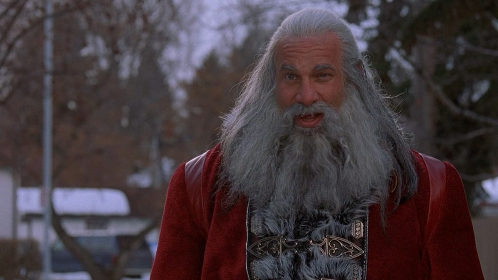 A screenshot of Goldberg as Santa in Santa's Slay