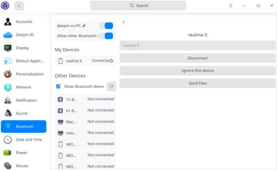 Bluetooth File Transfer Support in Deepin Linux 20.1