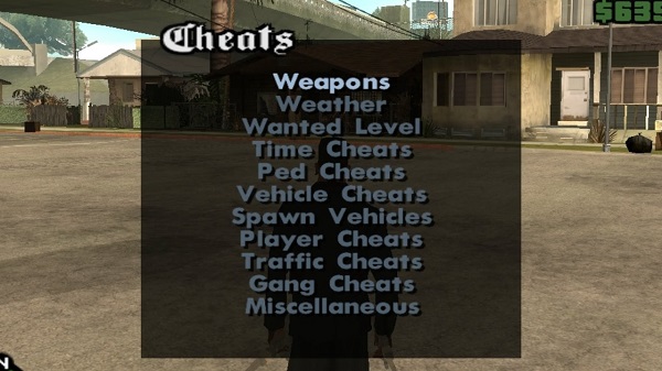 Cheat menu mod GTA San Andreas