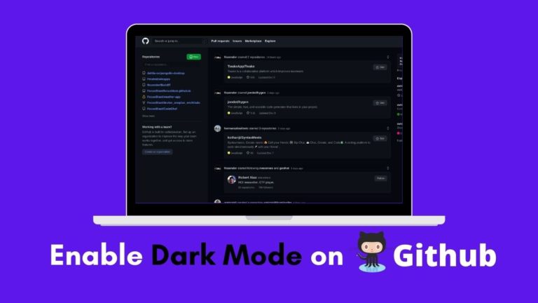 How to enable dark mode on github